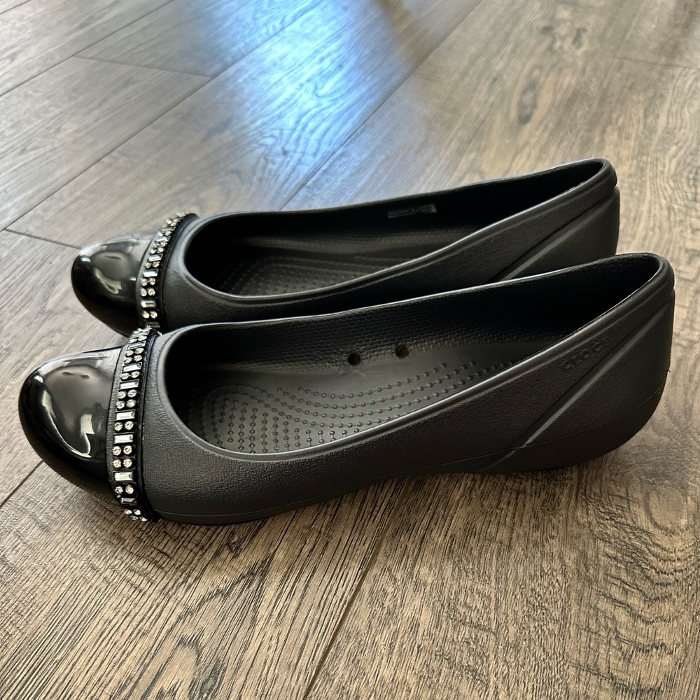 CROCS Cap Toe Rhinestones Ballet Flat/ Shoes Sz 8 - Picture 5 of 9